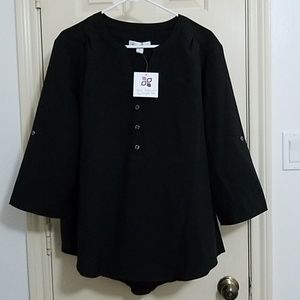 NWT Black Career Blouse w/ Fold Up Sleeves